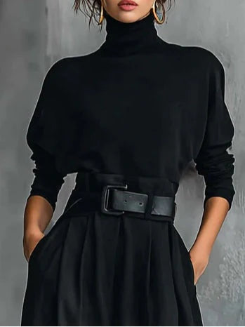 Conjunto de dos piezas negro con cinturón