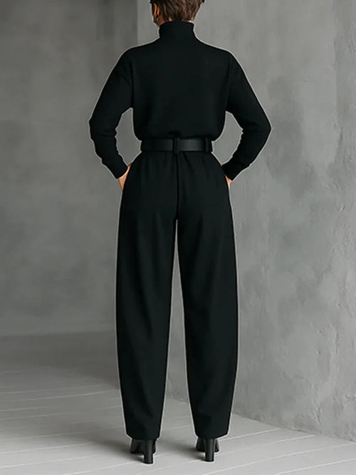 Conjunto de dos piezas negro con cinturón