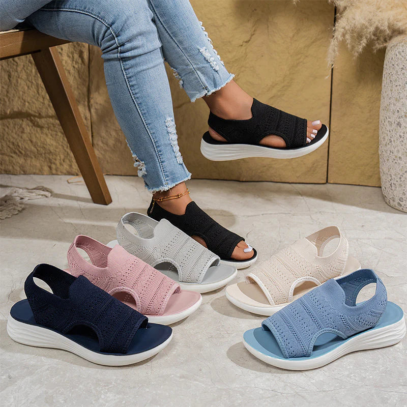 Sandalias con plataforma, de punto transpirable para mujer