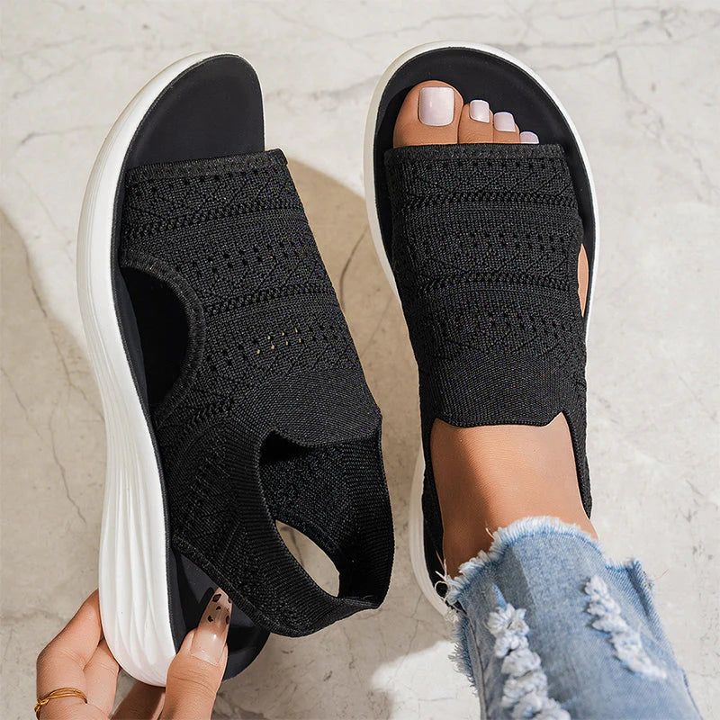 Sandalias con plataforma, de punto transpirable para mujer