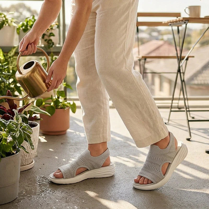 Sandalias con plataforma, de punto transpirable para mujer